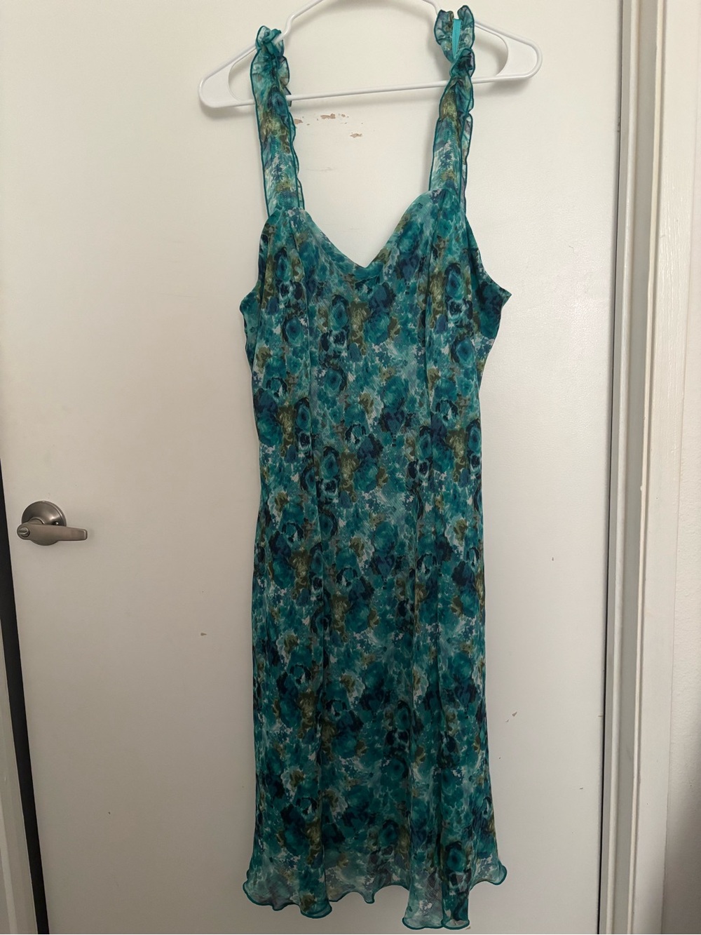 Sleeveless Teal Floral Slip Dress